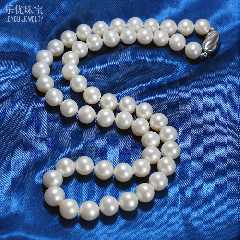 母亲节送妈妈 无瑕天然珍珠项链8-9MM白色正圆强光 正品乐优珠宝